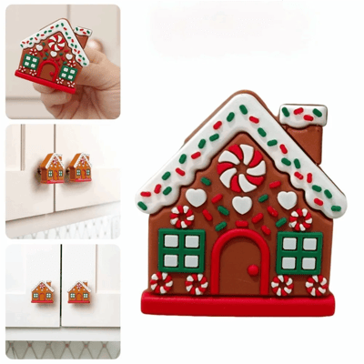 10 Pcs Christmas Button Covers Gingerbread House Shape