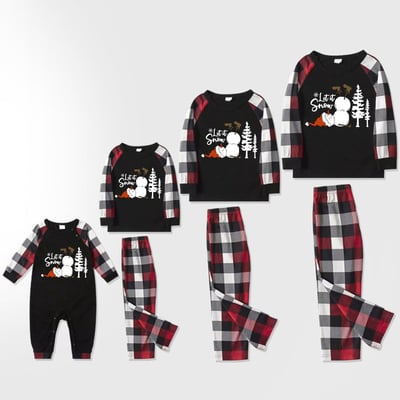 Let It Snow Cozy Plaid Family Christmas Matching PJs