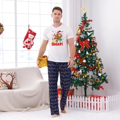 Christmas Pajamas Cute Gingerbread Oh Snap Short Sleeve Two-pieces