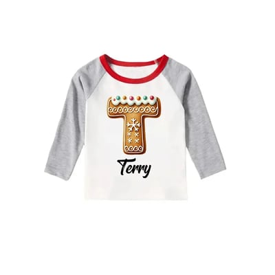 Gingerbread Monogram Family Pajamas Personalized PJs Sets