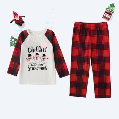 Chillin' with my Snowmies Red Plaids Family Matching Pajamas Set