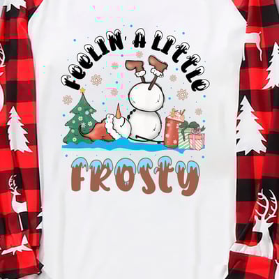 Red Plaid Feelin’ a Little Frosty Snowman Matching Family Christmas PJs