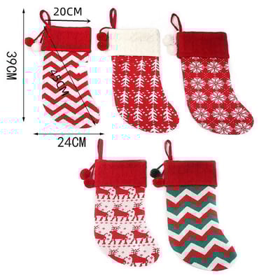 Christmas Tree Ornaments Knitted Woolen Christmas Socks Candy Gift Bag
