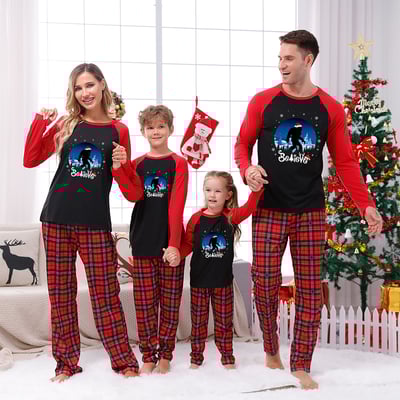 Believe Bigfoot Matching Family Christmas Pajama Set Red Plaid