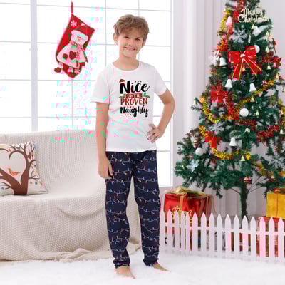 Nice Until Proven Naughty Matching Family Christmas Pajama Set