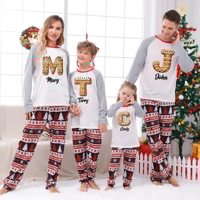 Gingerbread Monogram Family Pajamas Personalized PJs Sets