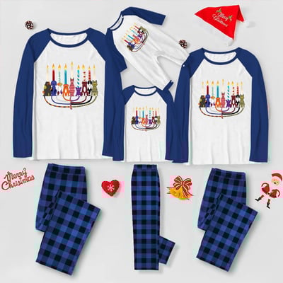 Adorable Dog Menorah Matching Hanukkah Pajama Set for Families