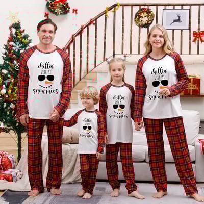 Chillin' with the Snowmies Christmas Plaids Family Matching Pajamas Set