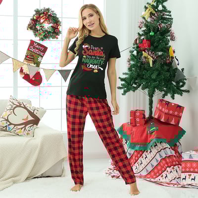 Dear Santa Naughty Ones Short Sleeve Matching Family Holiday Pajamas