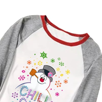 Frosty Chill Out Snowman Matching Family Christmas Pajama Set with Pet Outfit
