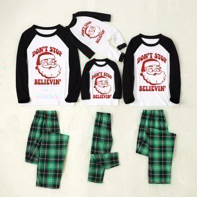 Green Plaid Don’t Stop Believin’ Christmas Family Pajama Set