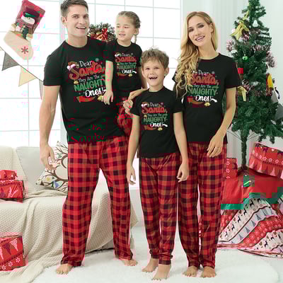 Dear Santa Naughty Ones Short Sleeve Matching Family Holiday Pajamas