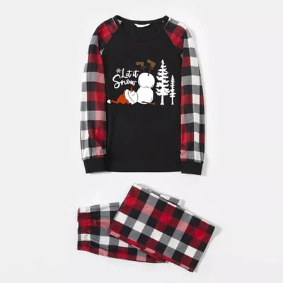 Let It Snow Cozy Plaid Family Christmas Matching PJs