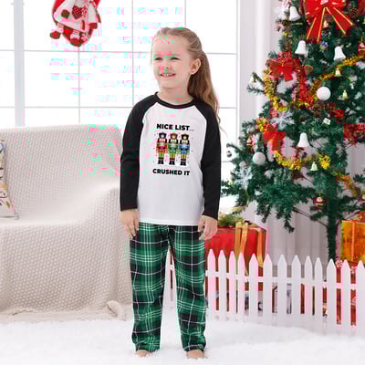 Nutcracker Matching Family Christmas Pajamas Green Plaid