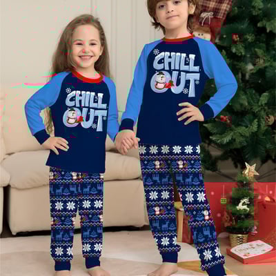 Chill Out Snowman Blue Christmas Family Matching Pajama Set