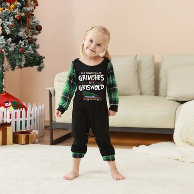 Grinch Griswold Christmas Family Matching Green Plaid PJs