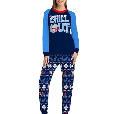 Chill Out Snowman Blue Christmas Family Matching Pajama Set