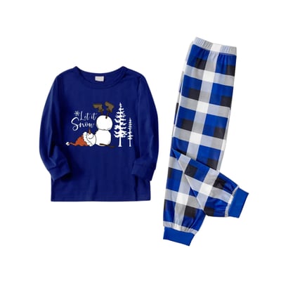 Blue Snowman Family Matching PJs for Adults Kids & Pets