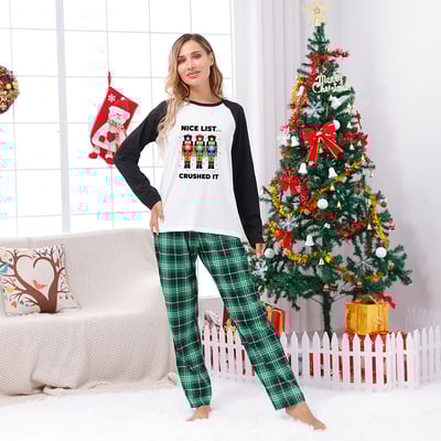 Nutcracker Matching Family Christmas Pajamas Green Plaid