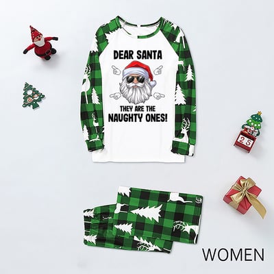 Funny Dear Santa Matching Family Christmas Pajama Set with Pet Outfit