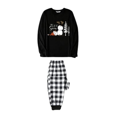 Let It Snow Black and White Plaid Family Christmas Pajama Set