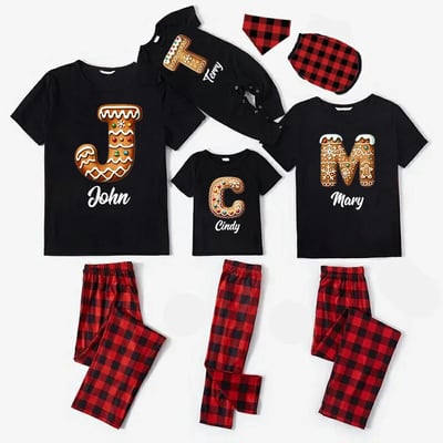 Personalized Monogram Family Christmas Pajamas Gingerbread PJs Sets