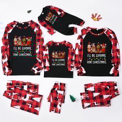 Black Red I’ll Be Gnome For Christmas Matching Family Pajamas 