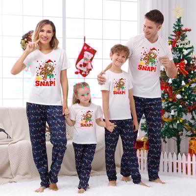 Christmas Pajamas Cute Gingerbread Oh Snap Short Sleeve Two-pieces