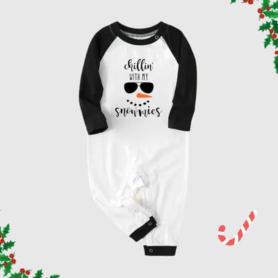 Chillin' with the Snowmies Christmas Green Print Family Matching Pajamas Set