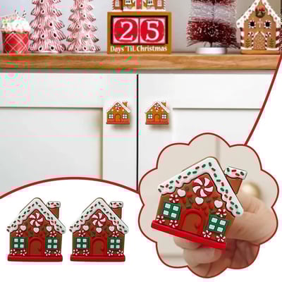 10 Pcs Christmas Button Covers Gingerbread House Shape 