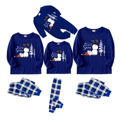 Blue Snowman Family Matching PJs for Adults Kids & Pets