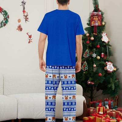 Happy Family Blue Christmas Matching Pajama Set