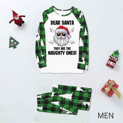Funny Dear Santa Matching Family Christmas Pajama Set with Pet Outfit