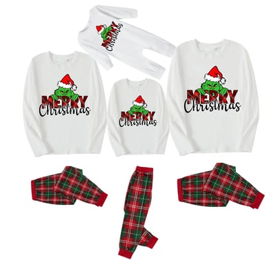 Festive Green Sneaky Character Family Matching Pajama Set