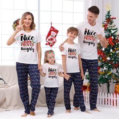 Nice Until Proven Naughty Matching Family Christmas Pajama Set