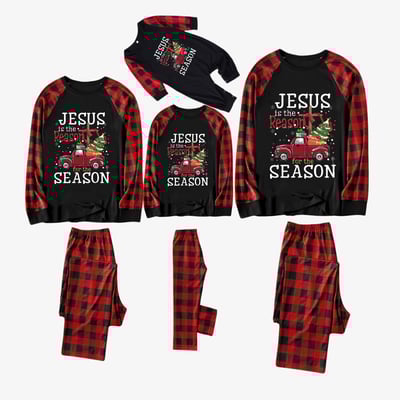Red Buffalo Plaid Jesus Is the Reason Family Holiday Pajama Set