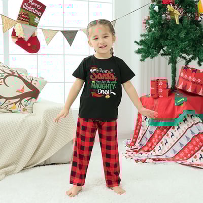 Dear Santa Naughty Ones Short Sleeve Matching Family Holiday Pajamas