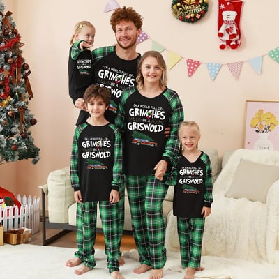 Grinch Griswold Christmas Family Matching Green Plaid PJs