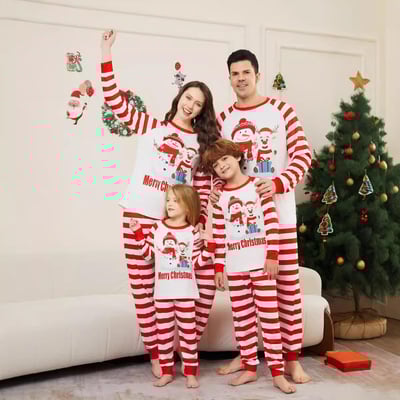 Red & White Striped Merry Christmas Family Matching Pajama Set
