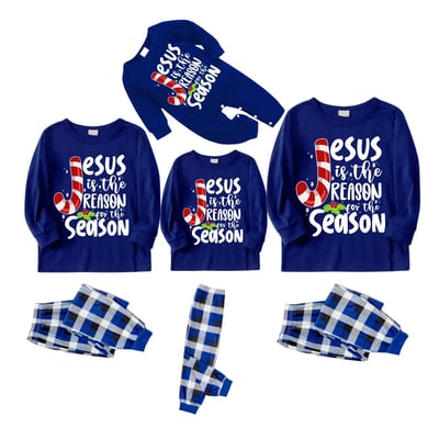 Jesus Is the Reason Blue Family Holiday PJs