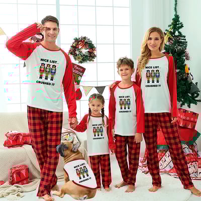 Nice List Crushed It Nutcracker Matching Family Christmas Pajama Set with Pet Shirt