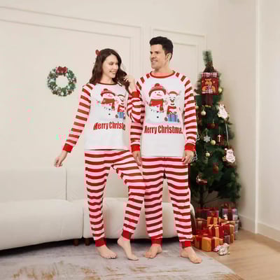 Red & White Striped Merry Christmas Family Matching Pajama Set