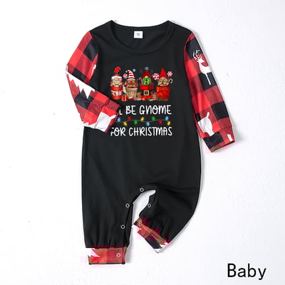 Black Red I’ll Be Gnome For Christmas Matching Family Pajamas 