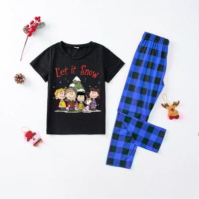 Let It Snow Peanuts Christmas Family Pajamas Short Sleeve
