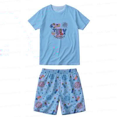 USA 4th of July Red White Blue Family Matching Pajamas