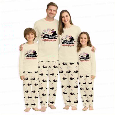 Dachshund Through America Funny Dog Pajamas Family