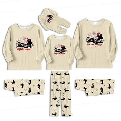 Dachshund Through America Funny Dog Pajamas Family