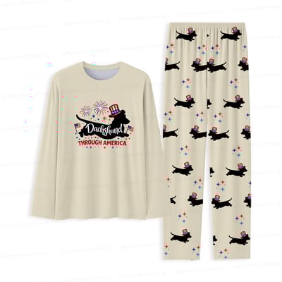 Dachshund Through America Funny Dog Pajamas Family