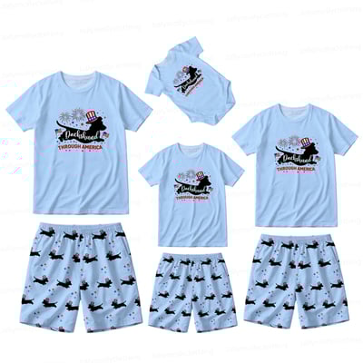 4th of July Funny Dachshund Short Matching Pajamas 