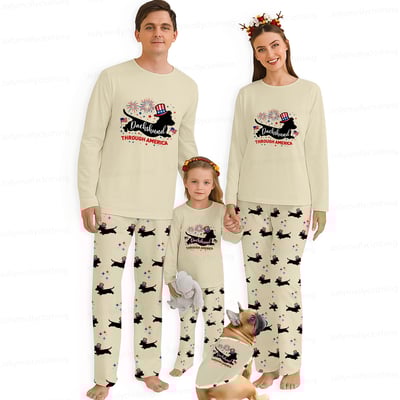 Dachshund Through America Funny Dog Pajamas Family